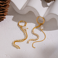 Овальные серьги-кольца из нержавеющей стали 304 с пресноводным жемчугом&nbsp;DG4784