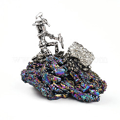 Гальваническое покрытие натуральный уголь кварц кластерная скульптура основание G-N347-02C