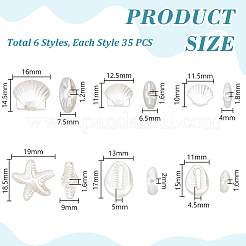 210 шт. 6 стиля бусины из искусственного жемчуга из АБС-пластика OACR-GA0001-26