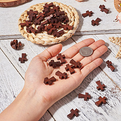 100 Stück holzgefärbte Kreuzanhänger&nbsp;WOOD-TA0001-93