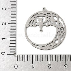 ステンレスペンダント201個  レーザー切断  ハロウィンチャーム  ステンレス鋼色  バット  28x25.5x1mm  穴：1.5mm＆0.8mm&nbsp;STAS-G366-02P-09