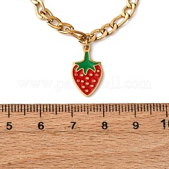 Женские ожерелья с кулоном в виде клубники из нержавеющей стали 304 с красной эмалью NJEW-F346-05G