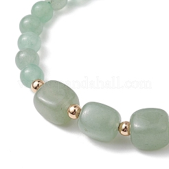 Cubo di avventurina verde naturale e braccialetti elasticizzati con perline rotonde&nbsp;BJEW-JB10807-02