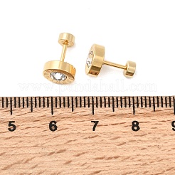 Плоские круглые серьги-гвоздики из нержавеющей стали 304 EJEW-F396-01G-02