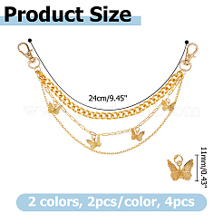 4 шт. 2-х цветные латунные цепи для ремней для ботинок&nbsp;HJEW-HS00051