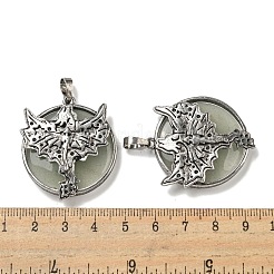 Плоские круглые подвески из натурального зеленого авантюрина&nbsp;G-F766-05AS-03