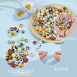 160шт 8 цвета непрозрачные акриловые бусины MACR-DC0001-13