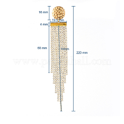 ブラスラインストーンストラスチェーンダングルピアス  304ステンレススチールスタッドピアス金具付き  ゴールドカラー  122.5mm  ピン：0.7mm&nbsp;EJEW-JE03555