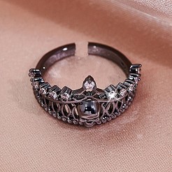 Bagues ouvertes en alliage de zinc avec tête de mort et couronne pour femmes&nbsp;PW-WGB7021-01