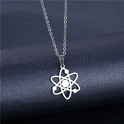 Halsketten mit Anhänger in Form eines Atomsymbols aus Edelstahl 304 für Damen&nbsp;WG2CB86-01
