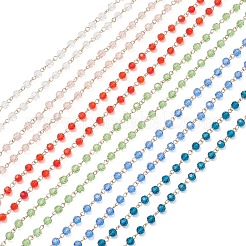 Цепи-рондели ручной работы из нержавеющей стали 304 из стекла&nbsp;AJEW-JB01460