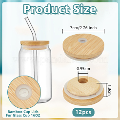 竹カップの蓋  再利用可能なシーラーカバー  シリコンリング付き  ナバホホワイト  70x18mm  穴：9.5mm&nbsp;LS-DIY-WH0128-41C