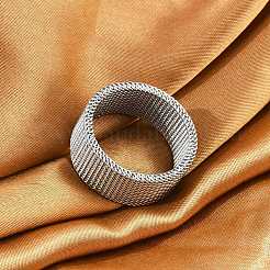 201 ステンレススチール指輪  ユニセックスのワイドバンドリング  ステンレス鋼色  10mm  内径：20mm&nbsp;RJEW-H242-01B-P