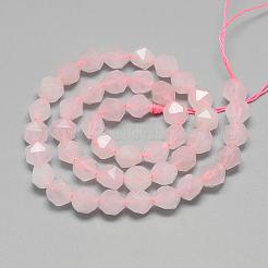 天然石ローズクォーツビーズ連売り  スターカットラウンドビーズ  多面カット  6~6.5x6mm  穴：1mm  約58個/連  15.9インチ&nbsp;G-S149-06-6mm