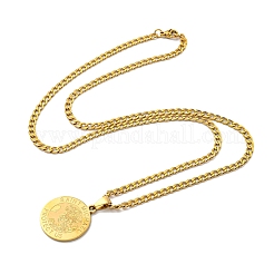 Collane piatte rotonde con pendente dell'arcangelo saint miller&nbsp;NJEW-S422-03G