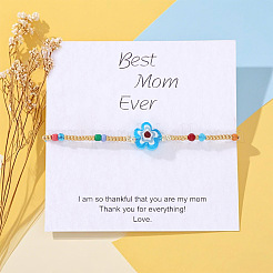 Braccialetti di perline di vetro intrecciate con perline di vetro e perline di semi di fiori&nbsp;NS0067-5