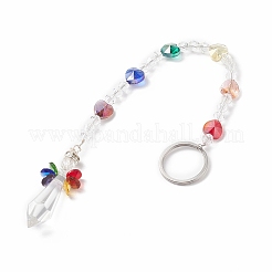 8шт красочный гальванический стеклянный брелок из бисера KEYC-JKC00399