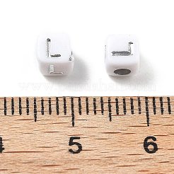 不透明なアクリルビーズ  文字のある正方形  シルバーライン入り  文字l  5x5x5mm  穴：2mm  約5000ocs&nbsp;OACR-D282-06L