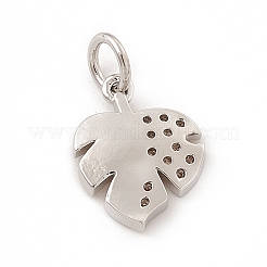 Подвески в виде листьев из латуни с микропаве из прозрачного кубического циркония&nbsp;ZIRC-F132-48P