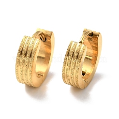 304ステンレススチールストライプチャンキーフープピアス（女性用）  ゴールドカラー  13x4mm  ピン：1mm&nbsp;EJEW-G292-13G