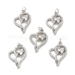 Латунные микропаве прозрачные подвески с фианитом&nbsp;KK-E068-VB191