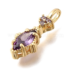 Латунь стекло кулоны&nbsp;KK-U061-20G-06