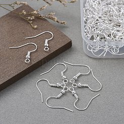 アイアン製ピアスフック  耳ワイヤー  水平ループ付き  ぶら下がりイヤリング作りに  銀  18x0.8mm  20ゲージ  穴：2mm  200個/箱&nbsp;IFIN-YW0001-07S