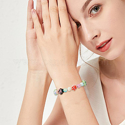 30 pz 5 colori perline di porcellana stampate a mano&nbsp;PORC-PA0001-25