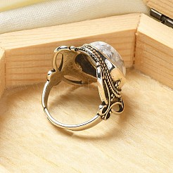 Регулируемые кольца из натурального говлита&nbsp;RJEW-I108-02AS-04