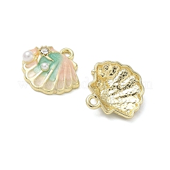 Подвески из сплава эмали и пластика с жемчугом и хрустальными стразами&nbsp;ENAM-G232-03G