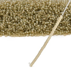 MIYUKIラウンドロカイユビーズ  日本製シードビーズ  15/0  （rr2374)透明オリーブ光沢  1.5mm  穴：0.7mm  約27777個/50g&nbsp;SEED-X0056-RR2374