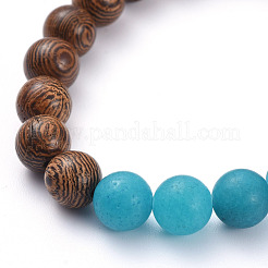 Pulseras elásticas con cuentas de jade blanco natural (teñidas)&nbsp;BJEW-JB05275-04