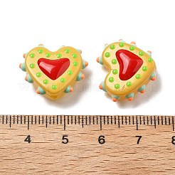 Запекаемые стеклянные бусины с рисунком в виде сердца LAMP-V001-07H