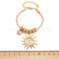 Браслеты с подвесками из нержавеющей стали 304 и синтетических радужных камней&nbsp;BJEW-K247-04G