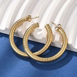 Серьги-гвоздики из нержавеющей стали 304 с текстурой в форме буквы С&nbsp;EJEW-V016-09G-01