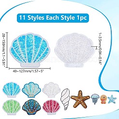 11 шт. 11 блестящих тканевых заплатки в пляжной тематике&nbsp;PATC-WR0001-27