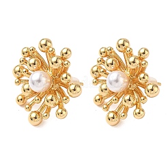 Серьги-гвоздики в виде цветка из латуни EJEW-D337-06G