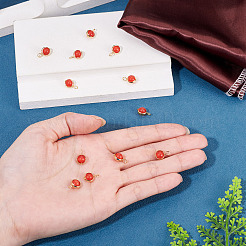 12 Stück runder Anhänger in Form eines Katzenauges aus Messing und Glas&nbsp;PALLOY-TAC0237-05