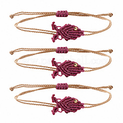 Conjunto de pulsera ajustable de eslabones de peces con cordón encerado trenzado y cuentas de latón para mujer.&nbsp;XU5174-1