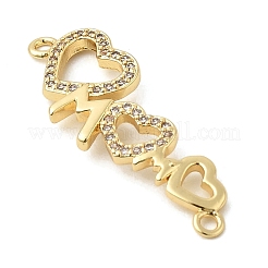 Herz Messing Micro Pave klare Zirkonia Verbinder Charms&nbsp;KK-CJC0013-14B-G-RS