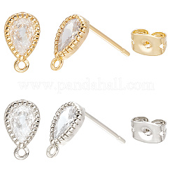 20 шт. 2 цвета латунные серьги-гвоздики с кубическим цирконием KK-BBC0018-56