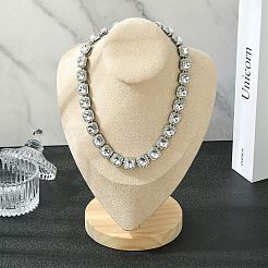 亜鉛合金パヴェスクエアクリアガラステニスネックレス1個、女性用  プラチナ  15.75インチ（40cm）&nbsp;NJEW-SP0001-07S