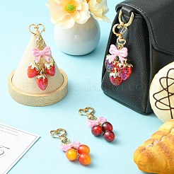 4 шт. подвеска из акрила в виде клубники и вишни&nbsp;HJEW-CJ00090