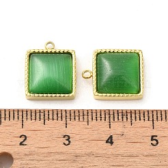 304ステンレススチールチャーム  猫の目で  サクレチャーム  14KGP本金メッキ  薄緑  14.5x12x5.3mm  穴：1.4mm&nbsp;STAS-L022-075G-03