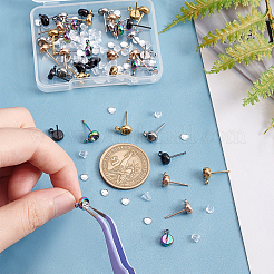 見つけるキットを作るDIYイヤリング  ループ付き304ステンレススチールスタッドピアスセッティングを含む  アクリルラインストーンカボション  プラスチック製ピアスキャッチ  ミックスカラー  120個/箱&nbsp;STAS-DC0007-39