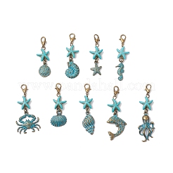 9 шт. 9 стиля подвесные украшения из сплава на тему океана&nbsp;HJEW-JM03483