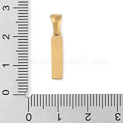 PVD真空メッキ304ステンレスペンダント  ゴールドカラー  レターチャーム  文字I  17x4x1.5mm  穴：5x3mm&nbsp;STAS-Z072-01G-I