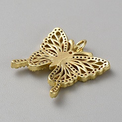 Pendentifs avec zircon cubiques à micro-pavés en laiton&nbsp;KK-WH20001-14G