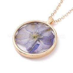 Collana con pendente in resina di fiori veri pressati a secco&nbsp;NJEW-G088-01KCG-01
