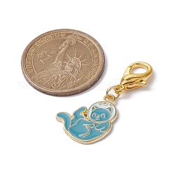 合金エナメルペンダントデコレーション  亜鉛合金カニカン付き  猫の形  ミックスカラー  36~44mm&nbsp;HJEW-JM01335